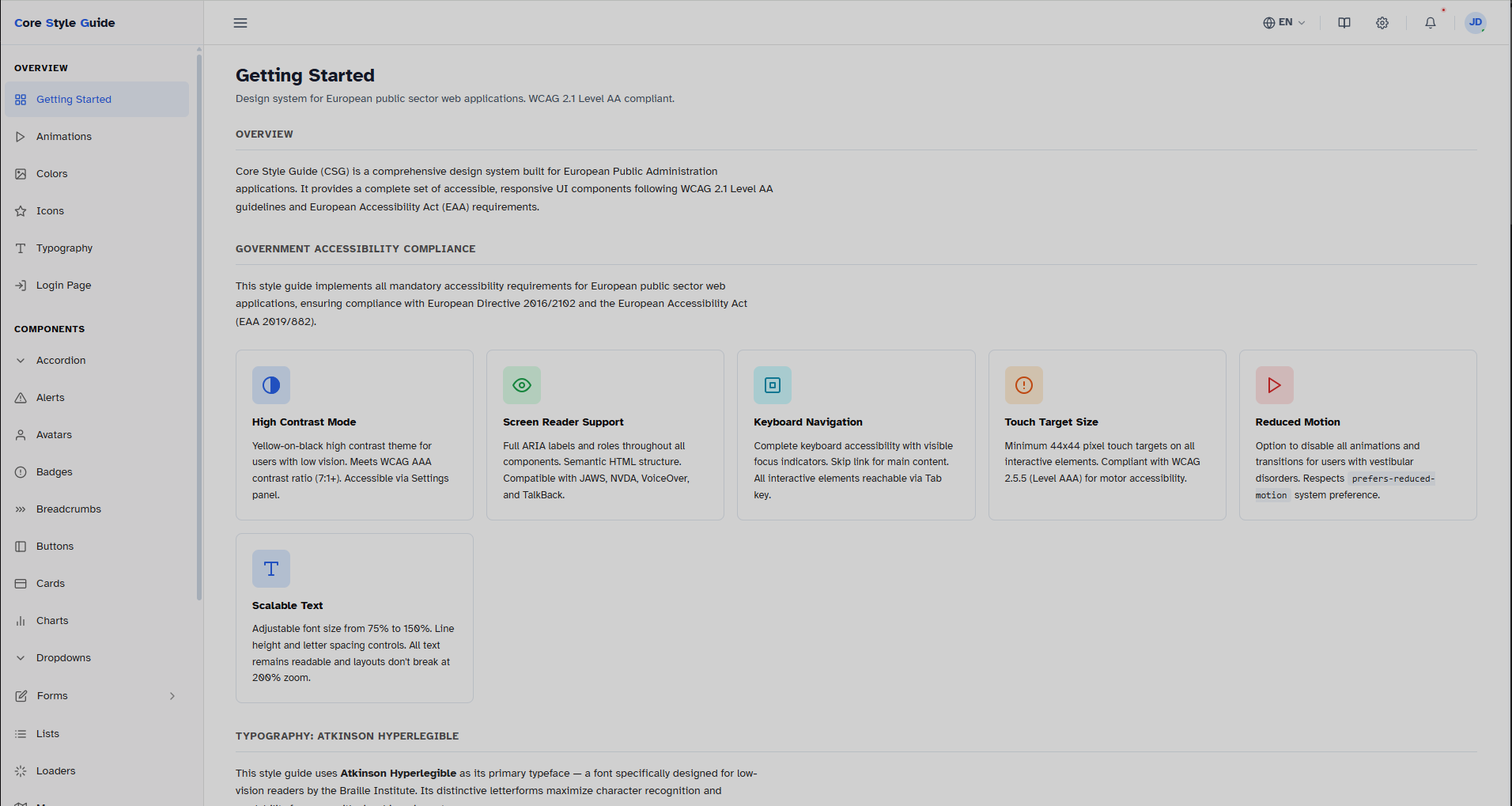 SP CORE light theme - accessible design system